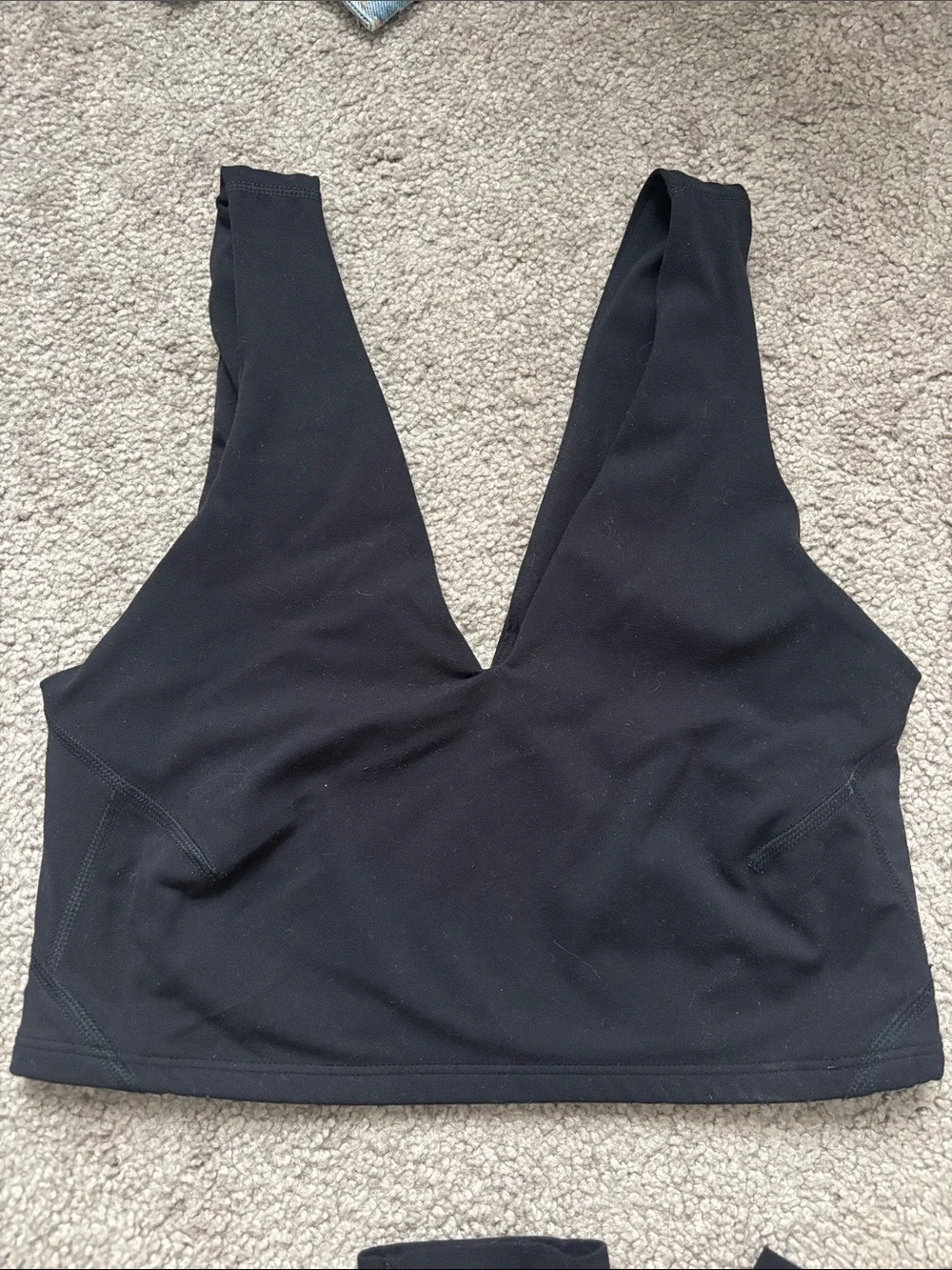 Free People Black Deep V Sports Bralette